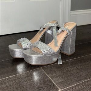 BOGO FREE Soda Women's Glittering Silver Heels Brand New